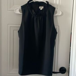 J. Crew Factory Black Ruffle Neck Sleeveless Blouse